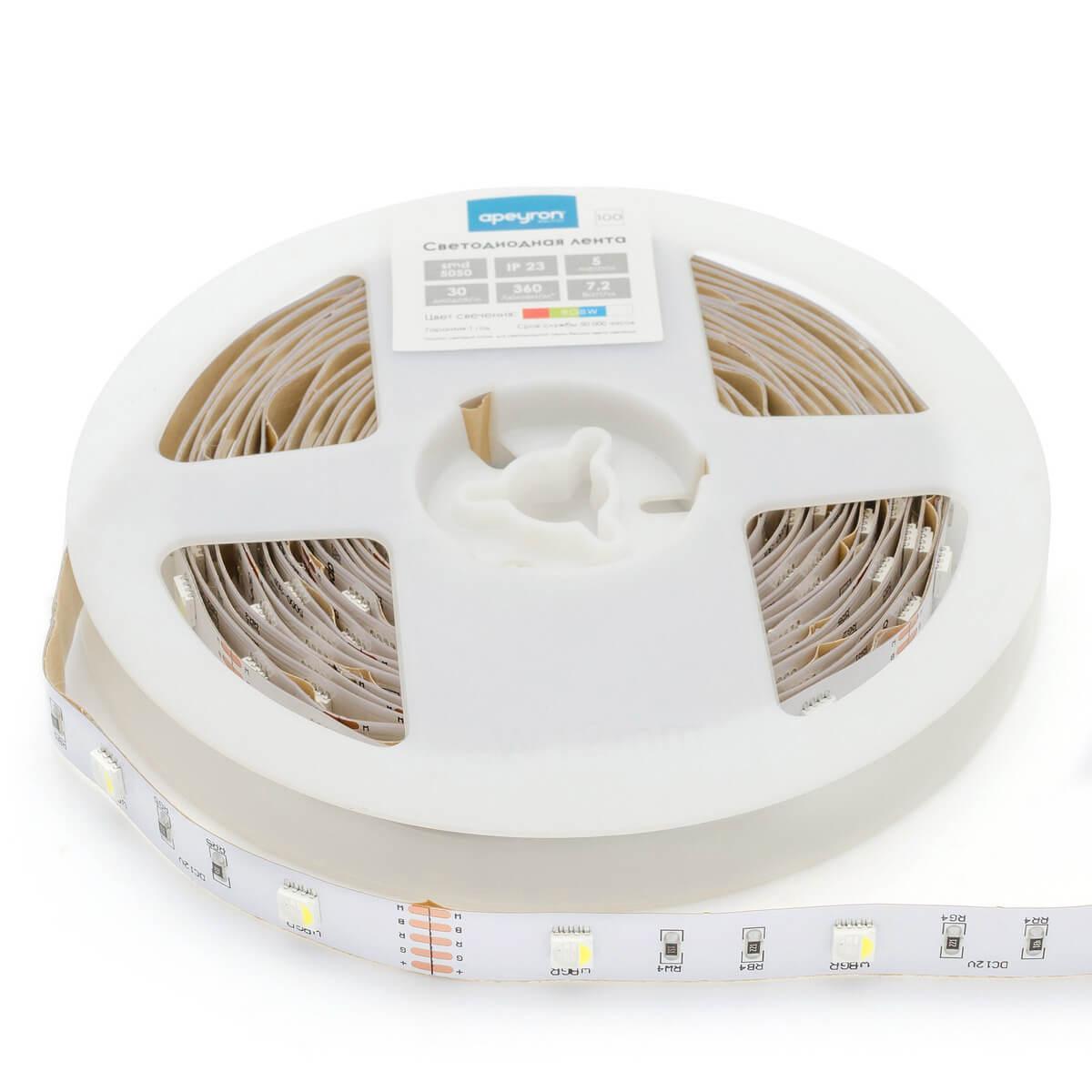 Изображение Светодиодная лента Apeyron 7,2W/m 30Led/m 5050SMD разноцветная 5M 100BL
