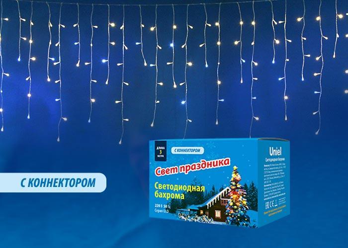 Изображение Уличная светодиодная гирлянда Uniel бахрома 220V теплый белый-белый ULD-B3010-200/TTK Warmwhite-White IP44 UL-00003949