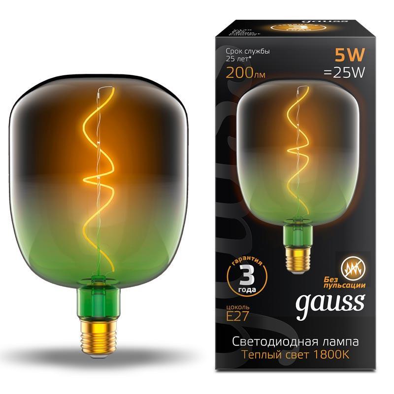Изображение Лампа светодиодная филаментная Gauss E27 5W 1800K зеленая 1009802105