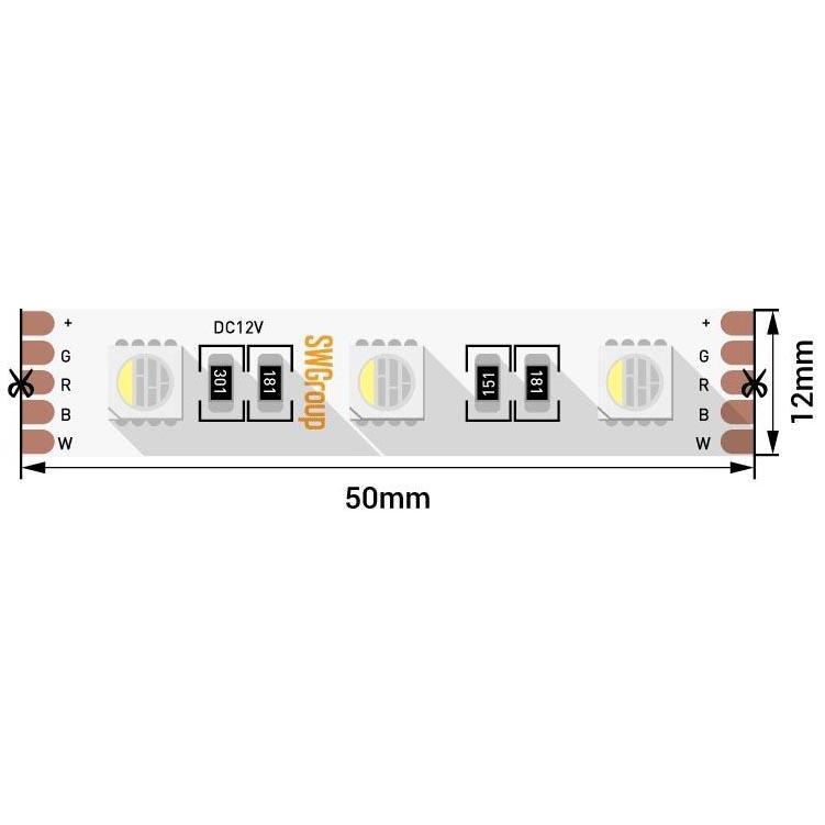 Изображение Светодиодная лента SWG 19,2W/m 60LED/m 5050SMD разноцветный/ теплый белый 5M 005012