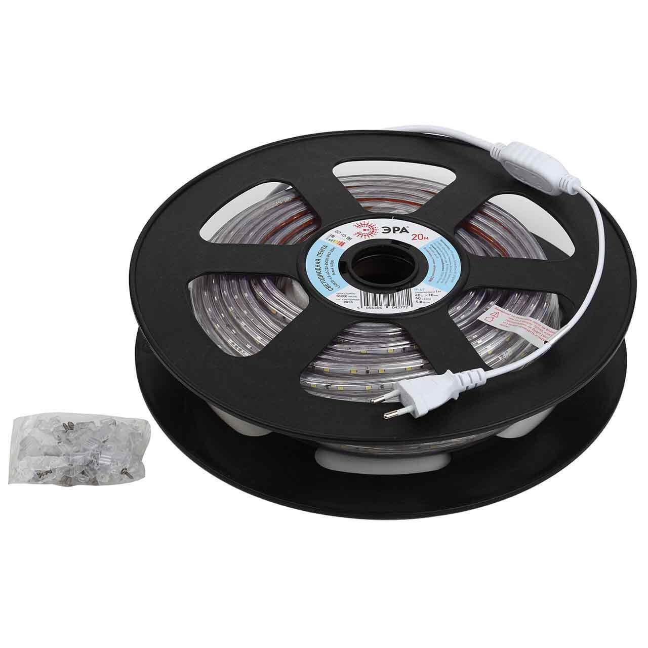 Изображение Светодиодная влагозащищенная лента ЭРА 4,8W/m 60LED/m 5050SMD 6500K 20M LS2835-4,8-60-220-6500К-IP67-20m Б0043095