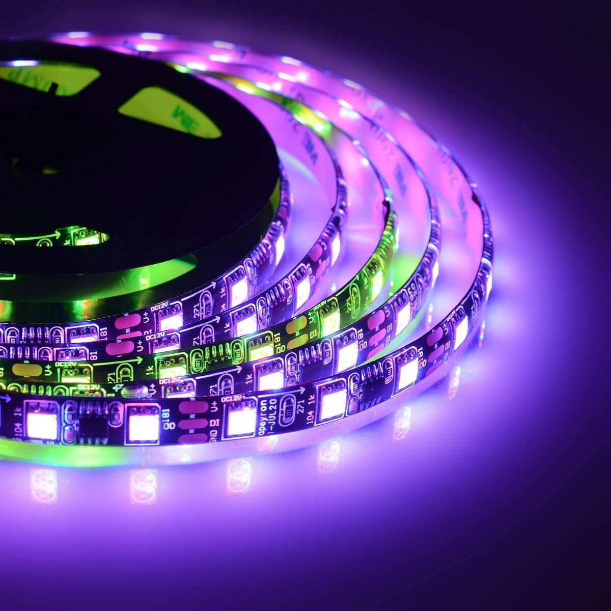 Изображение Светодиодная влагозащищенная лента Apeyron 14,4W/m 60Led/m 5050SMD разноцветная 5M 87ЦЛ
