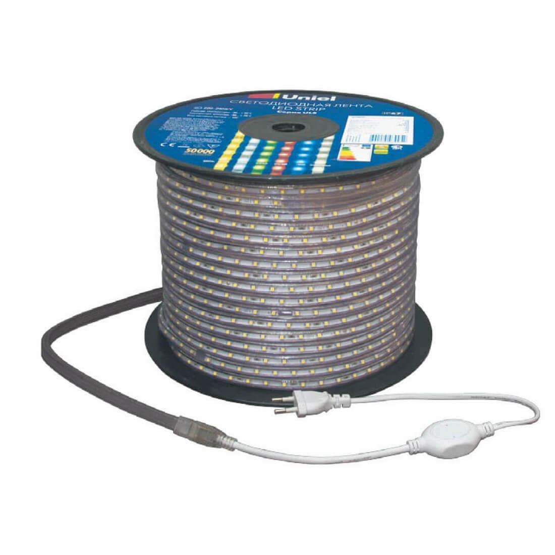 Изображение Светодиодная влагозащищенная лента Uniel 14,4W/m 60LED/m 5050SMD RGB 50M ULS-5050-60LED/m-16mm-IP67-220V-14,4W/m-50M-RGB 10803
