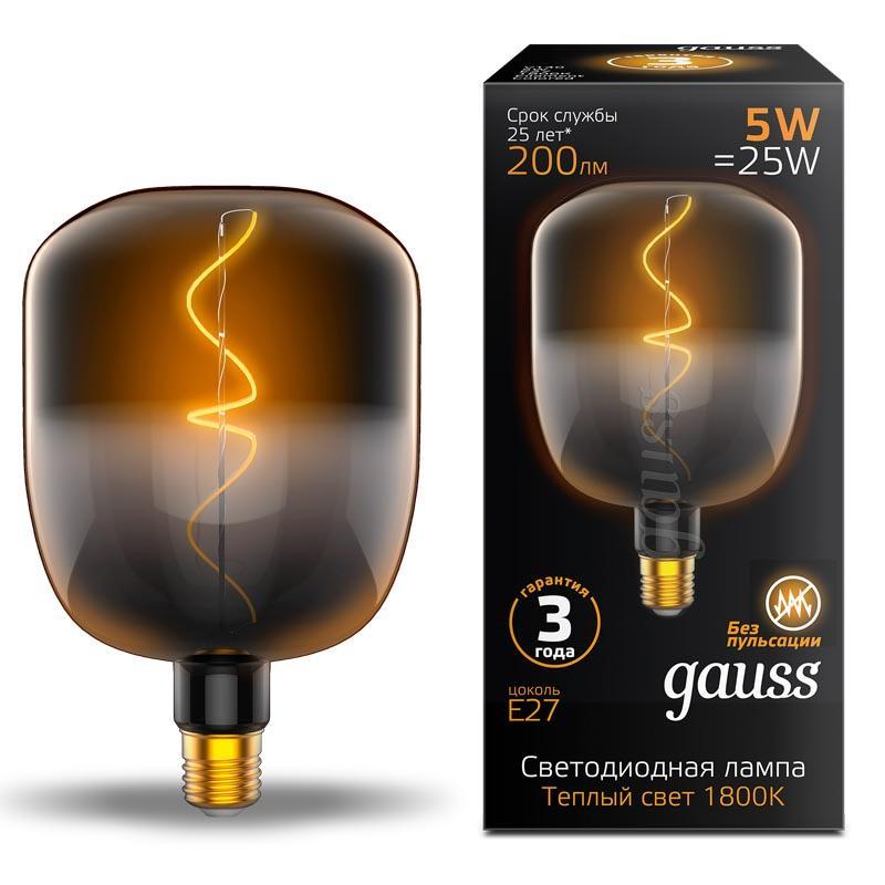 Изображение Лампа светодиодная филаментная Gauss E27 5W 1800K черная 1008802105