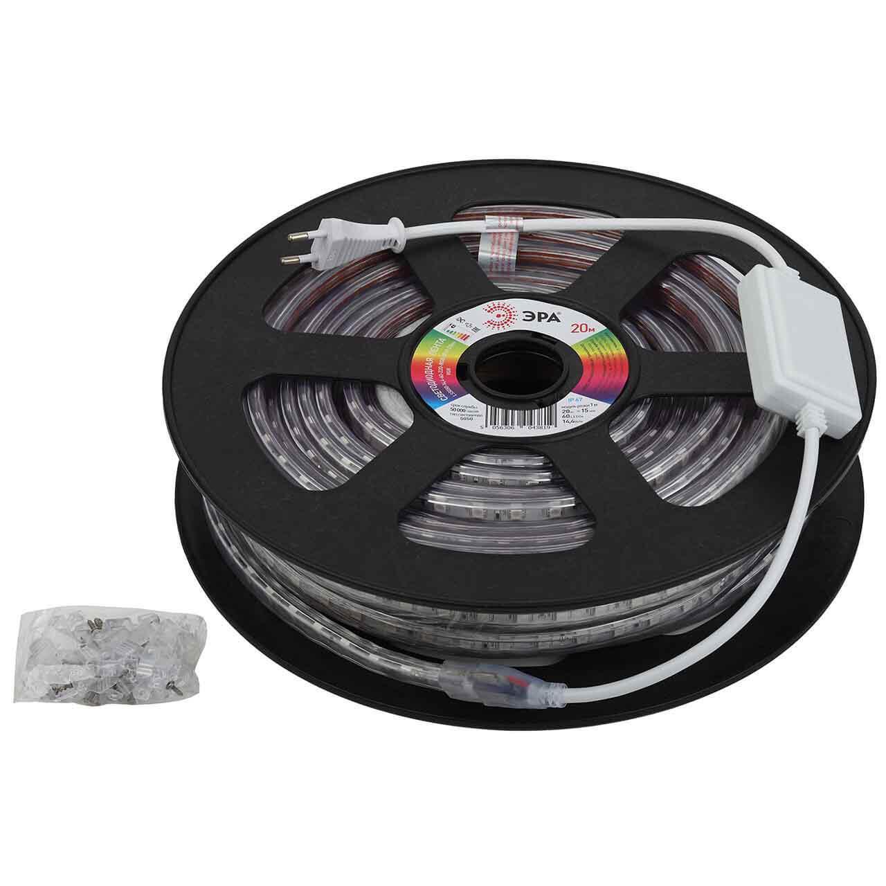 Изображение Светодиодная влагозащищенная лента ЭРА 14,4W/m 60LED/m 5050SMD RGB 20M LS5050-14,4-60-220-RGB-IP67-20m Б0043097