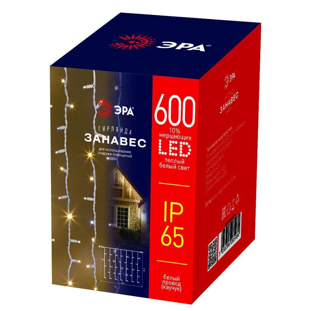 Изображение Уличная светодиодная гирлянда ЭРА занавес 220V мерцающий теплый белый свет ERAPS-SK1 Б0051892