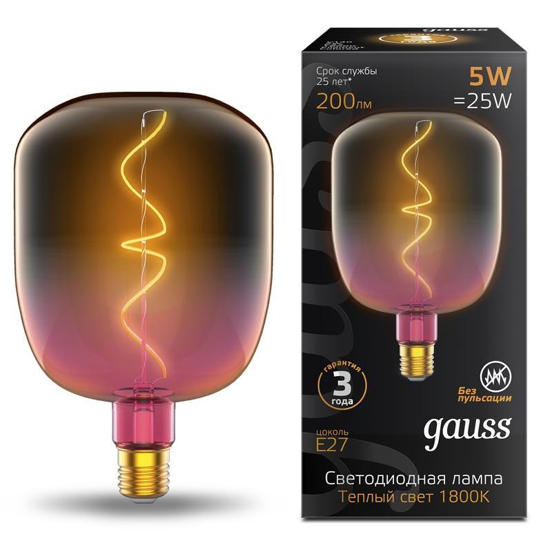 Изображение Лампа светодиодная филаментная Gauss E27 5W 1800K розовая 1010802105