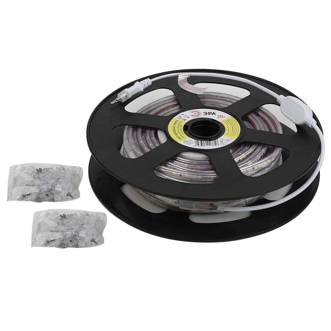Изображение Светодиодная влагозащищенная лента ЭРА 4,8W/m 60LED/m 5050SMD 2700K 20M LS2835-4,8-60-220-2700К-IP67-20m Б0043094