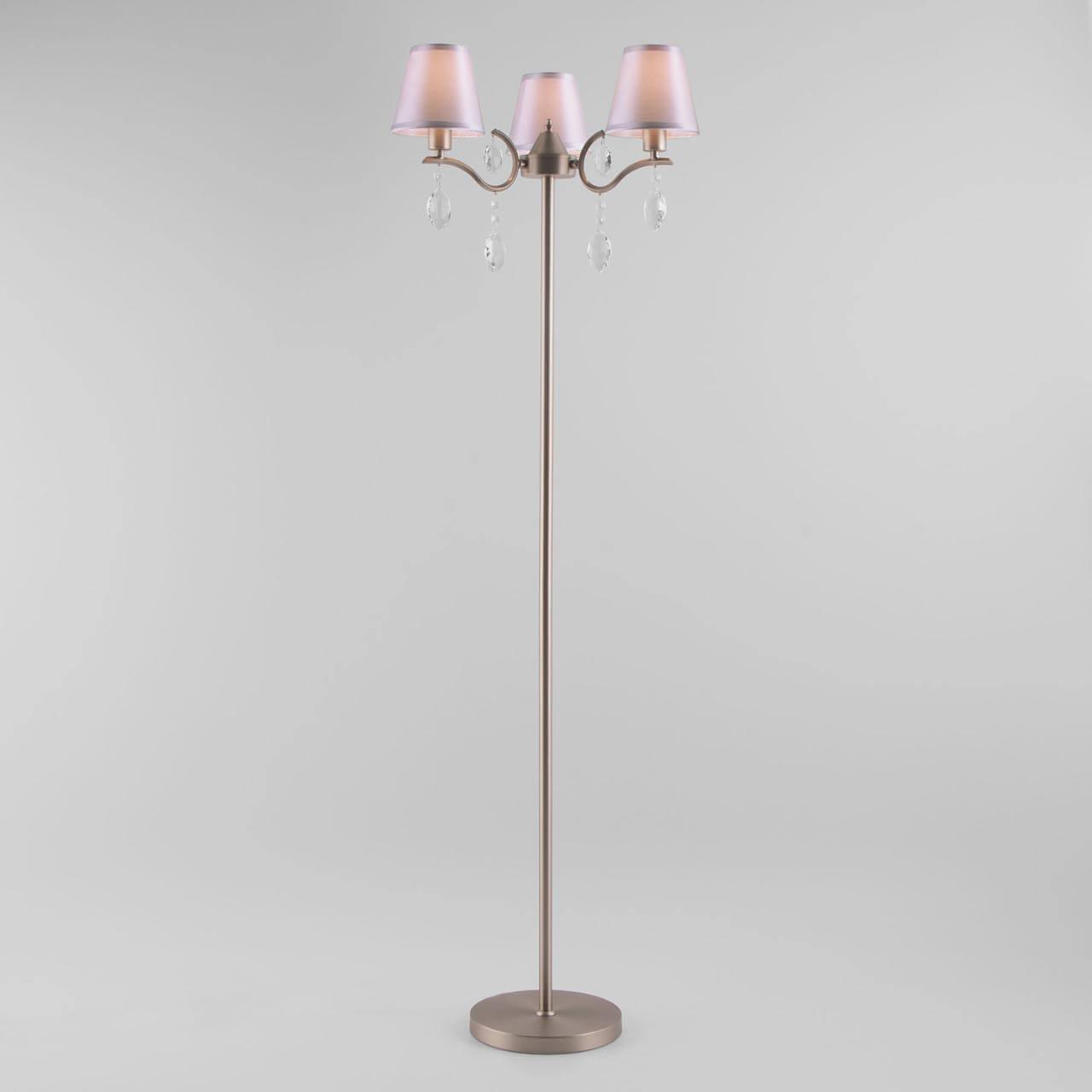 Изображение Торшер Eurosvet 01059/3 сатин-никель/прозрачный хрусталь Strotskis