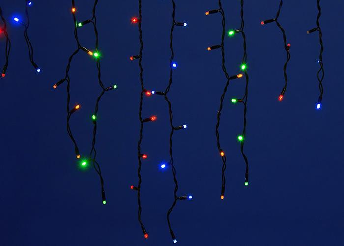 Изображение Уличная светодиодная гирлянда Uniel бахрома 220V разноцветный ULD-B3010-200/TBK Multi IP67 UL-00003933