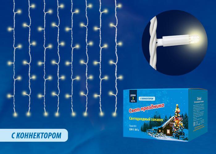 Изображение Уличная светодиодная гирлянда Uniel занавес 220V теплый белый ULD-C3030-400/TWK Warm White IP67 UL-00005271