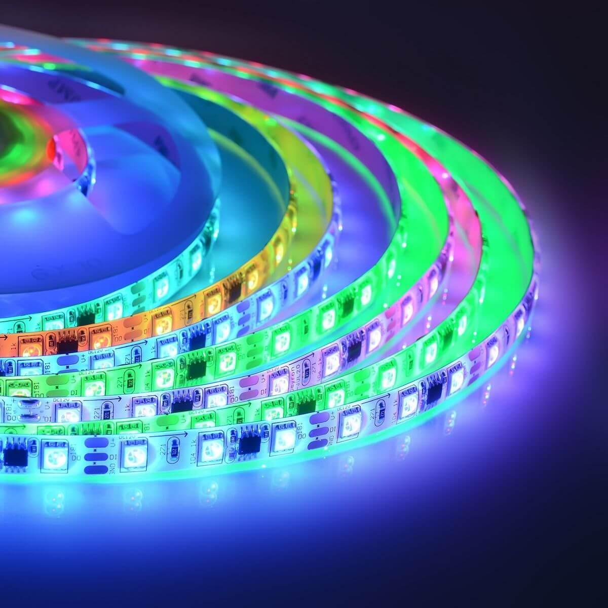 Изображение Светодиодная влагозащищенная лента Apeyron 14,4W/m 60Led/m 5050SMD разноцветная 5M 85ЦЛ