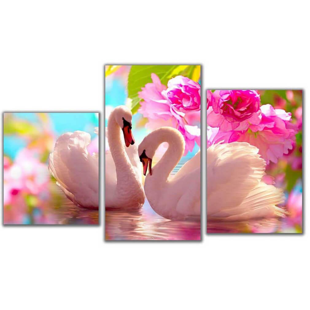 Изображение Мини модульная картина Лебеди в цветах Toplight 55х94см TL-MM1003