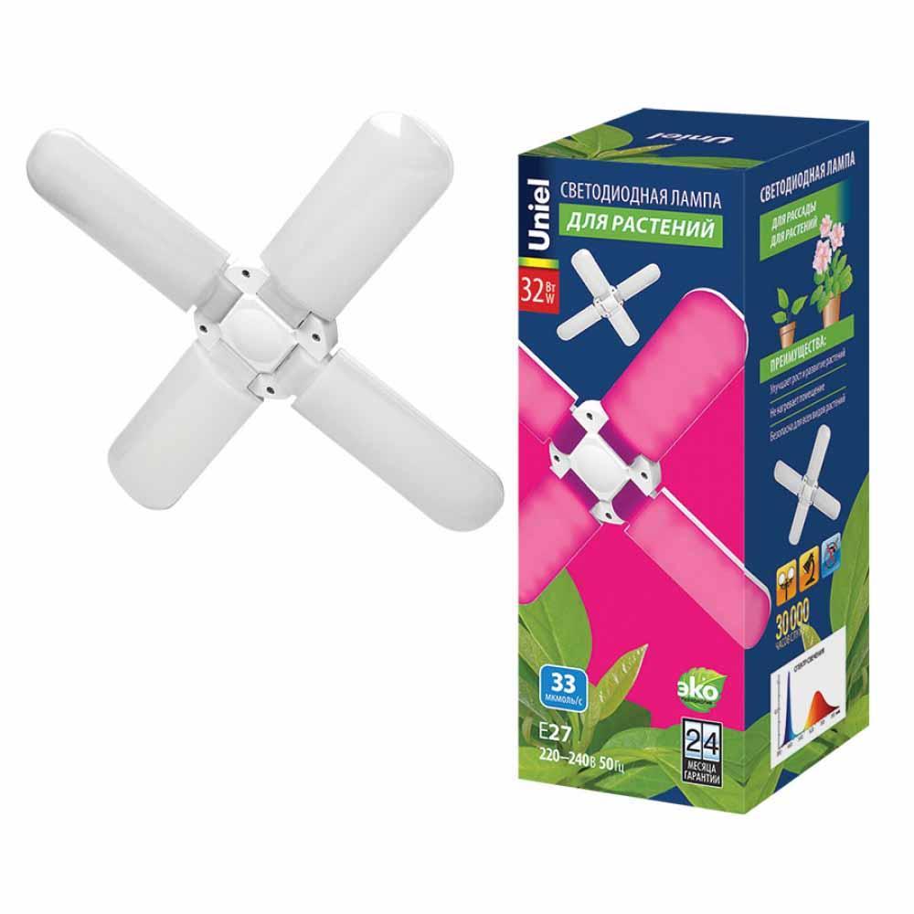 Изображение Лампа светодиодная для растений Uniel E27 32W матовая LED-P65-32W/SPSB/E27/FR/P4 PLP32WH UL-00007408