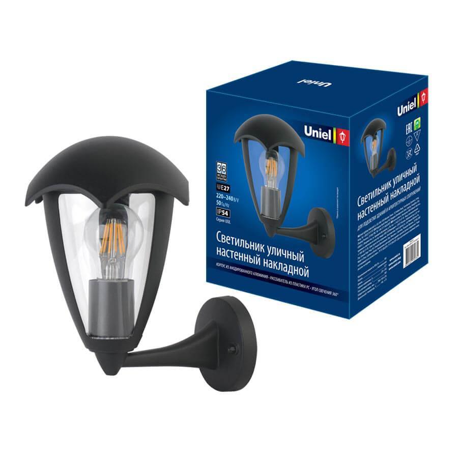 Изображение Уличный настенный светильник Uniel UUL-S80A 60W/E27 IP54 Black UL-00006812